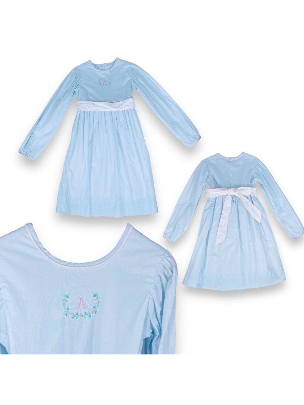 Lullaby Set Girls Sweet Blue Monogrammed A Long Sleeve Dress 8